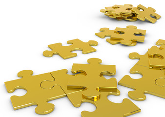 Puzzle, Puzzleteile, Puzzlespiel, Jigsaw, Gold, Metall, goldene