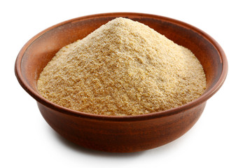 Bowl with meal isolated on white