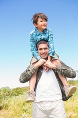 Father and son in the countryside