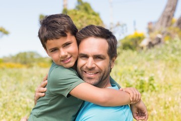 Father and son in the countryside