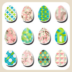 easter eggs retro pattern set