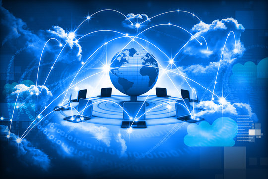 Cloud computing concept, global computer network