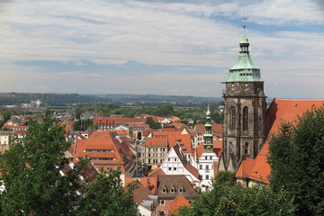 Fototapeta premium View to market square, townhouse and church of medieval Pirna