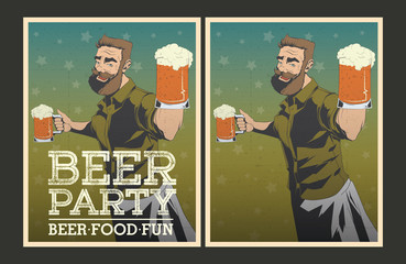 Set of vector Beer party posters.