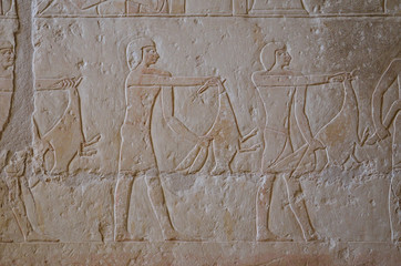 Close-up of the ancient Egyptian fresco