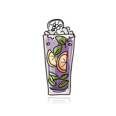 Glass with cocktail, sketch for your design