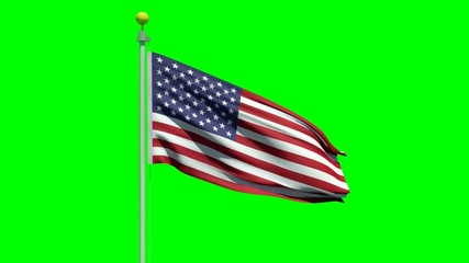 Waving American flag on a green screen