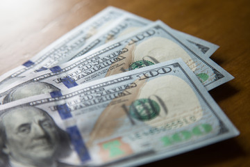 one hundred US dollars notes.