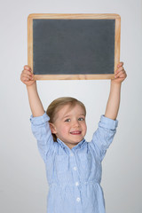happy kid wearing smock