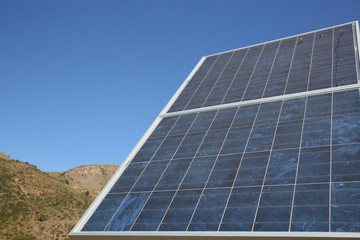 Solar panel set in Patagonian steppe