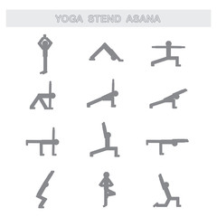 Set of icons. Poses yoga asanas.