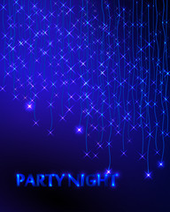 Abstract Background with Garland. Blue Lights. Party Invitation