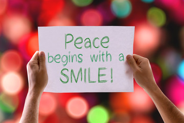Peace Begins with a Smile card with colorful background