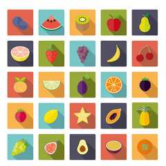 Flat Design Fruit Square Vector Icon Set