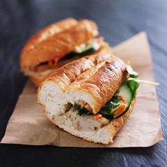 vietnamese bahn mi sandwich halves