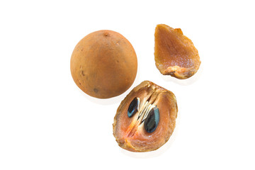 Fresh Sapodilla on white background