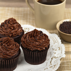Chocolate Cupcakes. Selective focus.
