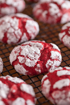 Red Velvet Crinkle Cookies