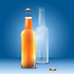 Full and empty beer bottle