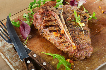 Grilled BBQ T-Bone Steak with Herbs