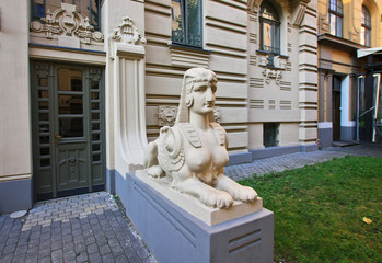 Art-nouveau Sphinx on the European street