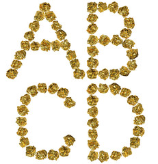 hand-made foil letters with clipping path