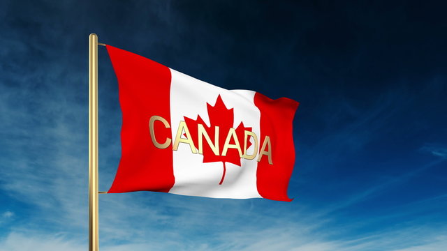 Canada flag slider style with title Canada. Waving in the win