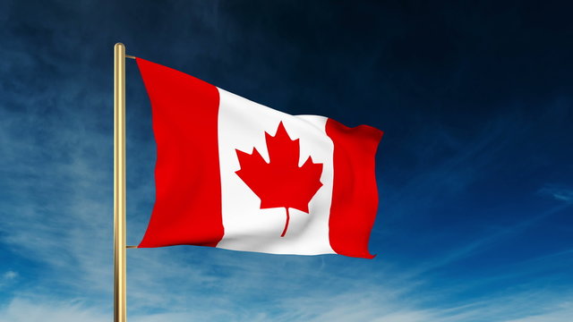Canada flag waving in the wind. Green screen, alpha matte