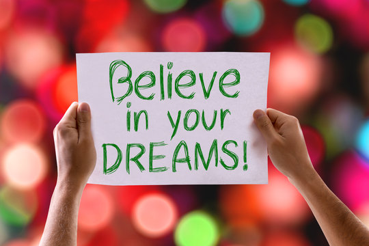 Believe In Your Dreams Card With Colorful Background