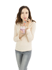 Woman drinking fresh smoothie