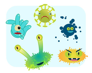 virus and bacteria set vector illustration