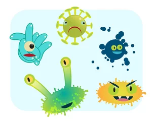 Fotobehang virus and bacteria set vector illustration © monsitj
