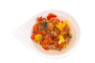 sauces on a white background in the restaurant