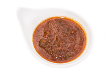sauces on a white background in the restaurant