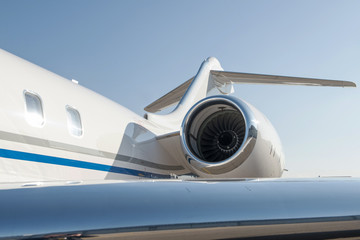 Business jet airplane engine.