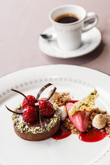 chocolate cake with raspberries