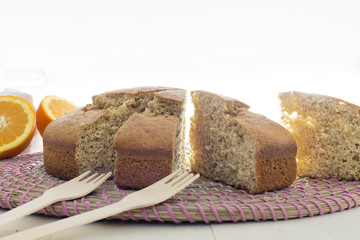 Pieces of sponge cake