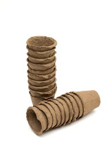 peat pot on the white background