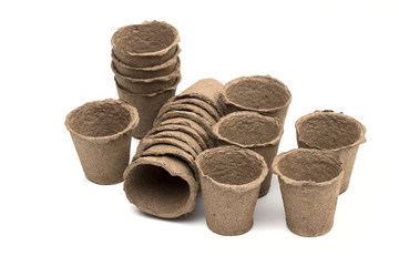 peat pot on the white background