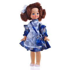 doll in school blue dress