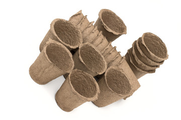 peat pot on the white background