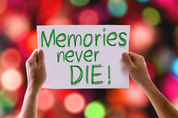 Memories Never Die card with colorful background