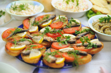 nice looking and tasty food on wedding reception