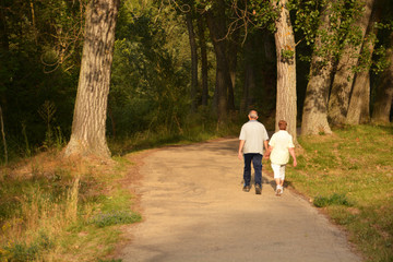 pareja caminando por el campo