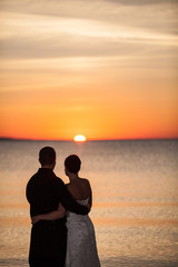 wedding couple together love one sunset