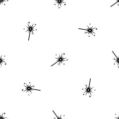 Seamless vector background, sparkler, black pattern.