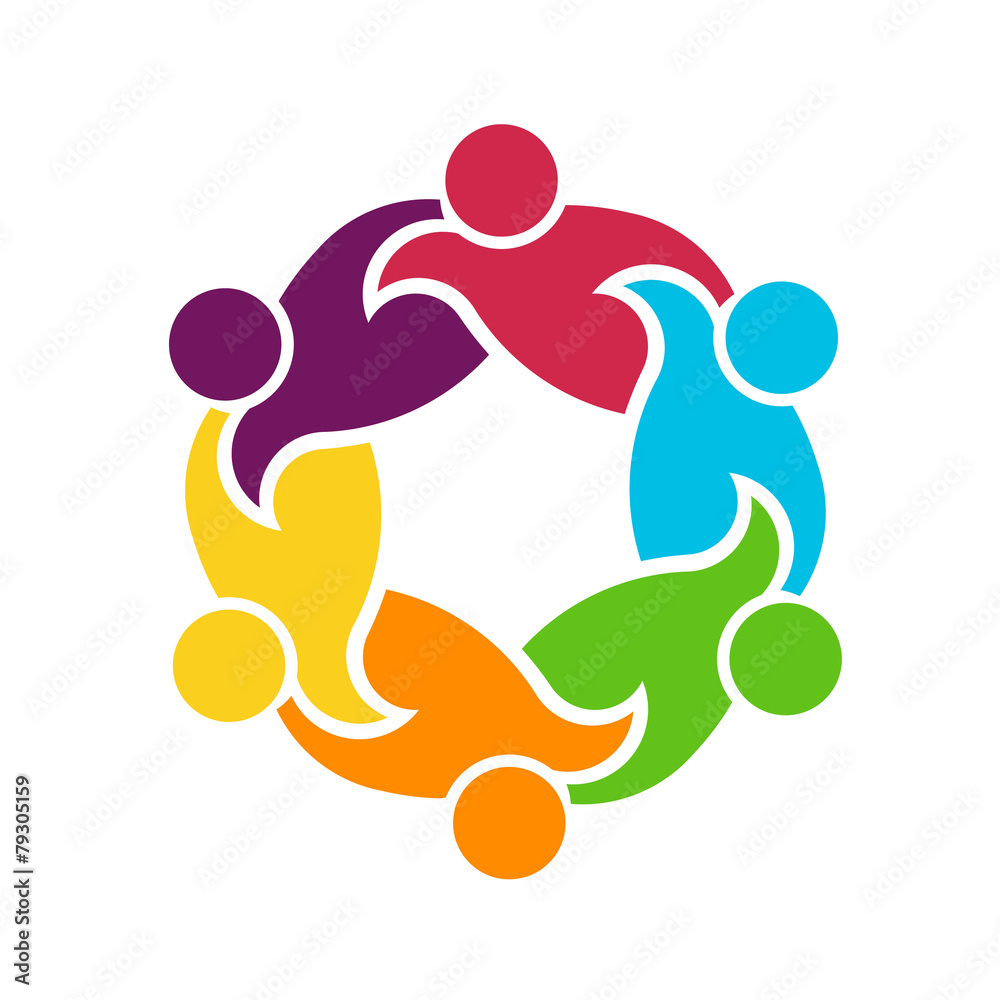 Canvas Prints teamwork round circle of 6 people group logo