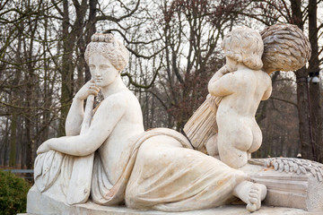 Fototapeta na wymiar Allegory of the Vistula river statue in Lazienki Park, Warsaw