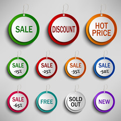 Round color labels tags for shopping