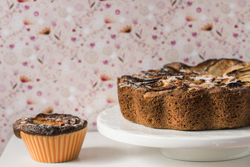 Homemade apple pie over a vintage background